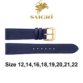 Dây Da Đồng Hồ Cổ Điển, 100% Da Bò Thật, Kiểu Dáng Phẳng Mỏng, Mặt Lót Chống Thấm Mồ Hôi, Tích Hợp Lớp Gia Cố Chống Giãn Đặc Biệt, Phụ Kiện Khóa và Chốt Bằng Thép Không Gỉ 316L - Hàng Chính Hãng SAIGIO