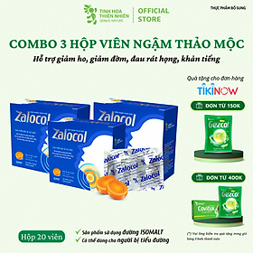 Combo 3 hộp 20 viên - Viên ngậm ho thảo mộc Zalocol Hỗ trợ giảm đờm, đau rát họng, khản tiếng - Genat - Giao 2H HCM