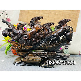 Mua TƯỢNG ĐIÊU KHẮC Bát mã truy phong bằng gỗ mun hoa kt 50×38×15cm