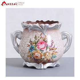 Bình hoa trang trí cao cấp Anzzar cắm sẵn cao 35cm, bình hoa Decor sang trọng phong cách Châu Âu