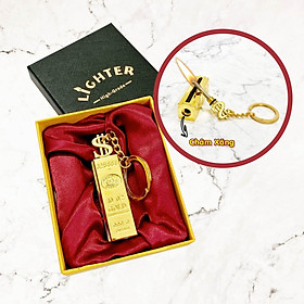 Mua Hộp quẹt bật lửa kiêm móc khoá diêm xăng hình thỏi vàng 9999 (kim loại) - (xài xăng)