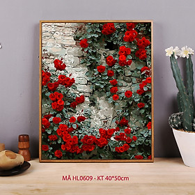 Mua Tranh tự tô màu sơn dầu số hóa Hoa hồng leo - Bức tường hoa hồng mã HL0609