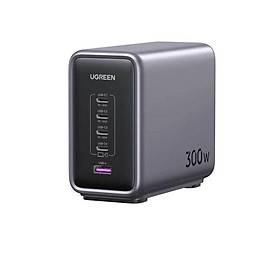 Mua Ugreen 90872B 300W 4C1A chuẩn GaN tặng cáp usb-c 1.5m 240w kèm cáp nguồn 2m chân cắm dẹp US củ sạc bàn siêu nhanh 4 cổng usb type C và 1A 28301 90872US 90873EU CD333 20028301 - Hàng chính hãng