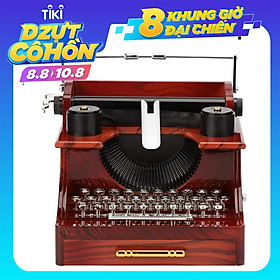 Retro Typewriter Shape Clockwork Spring Music Box Toy Desk Decor for Home Office