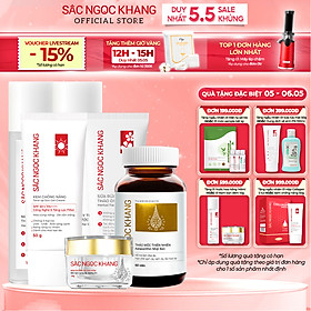 [Combo 6 món] bộ dưỡng da cơ bản: Nước tẩy trang 145ml + Sữa rửa mặt 100g + Nước hoa hồng 145ml + Kem chống nắng 50g và kem dưỡng da ban đêm 10g + Vi tảo lục 60 viên [Sắc Ngọc Khang Official]