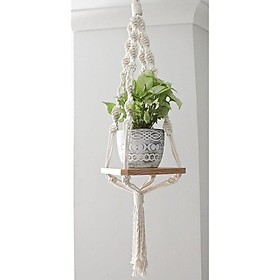 Kệ gỗ decor trang trí dây treo tường tết macrame