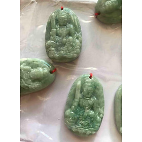 MẶT PHẬT VĂN THÙ XANH CẨM THẠCH TỰ NHIÊN 35mm dk 23mm ĐỘ mệnh NỮ tuổi MÃO mệnh MỘC HOẢ THUỶ