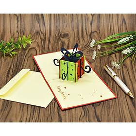 Thiệp nổi 3D BD021 hộp quà sinh nhật size 12x12cm