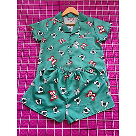 Bộ Pijama cộc nữ suông freesize kèm ảnh thật Vn25