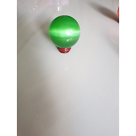 Mua Trái Bi XANH LÁ TƯƠI nhỏ vừa đá mắt mèo ánh cao 8cm x đk 6cm đế gỗ may mắn để bàn làm việc may mắn tài lộc hợp mệnh MỘC  mệnh HỎA ạ