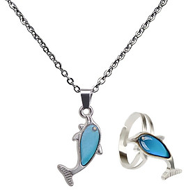 Cute Dolphin Pendant Color Change Mood Necklace " Chain + Mood