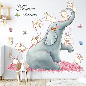 Mua Sticker Giấy Dán Tường Decal Dán tường Tranh Dán Tường Trang Trí Tường Mẫu Chú Voi Con Ngộ Nghĩnh ZH-1008