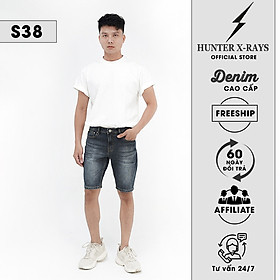 Quần Short Jeans Nam Cao Cấp HUNTER X-RAYS Form Slimfit Thun Nhẹ Màu Xanh Đậm S38