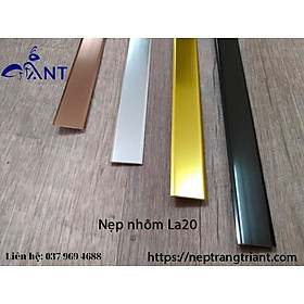 Nẹp nhôm La 20mm, nẹp lập là, nẹp sàn, nẹp vách, nẹp trang trí, thanh dài 2m7