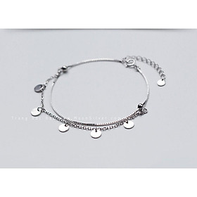 Lắc tay bạc moonsilver, vòng tay bạc nữ dây kép hình tròn