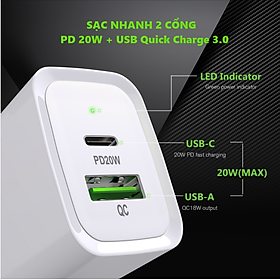 Mua Củ Sạc Nhanh 20W/40W (PD Type-C / USB QC 3.0) Tiện Lợi Cho Iphone /Ipad/Samsung/Oppo...- Hàng Nhập Khẩu