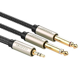 Cáp Audio 3,5mm To 2 Đầu 6,5mm Dài 5m Ugreen 10619 Mạ Vàng - Hàng Chính Hãng