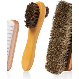 Bộ 3 Bàn Chải Đánh Giày Lông Ngựa To 17cmx5cm Dùng Cho Giày Da Và Giày Da Lộn