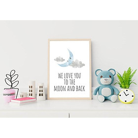 Tranh treo tường | Tranh cho bé-Watercolor Moon Wall Art, Nursery Decor 47 , tranh canvas giá rẻ