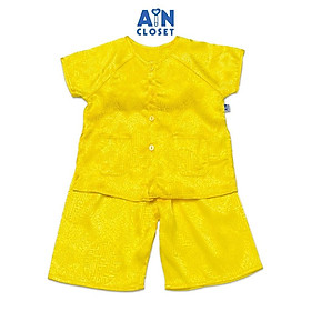 Bộ quần áo bà ba lửng unisex cho bé hoa văn Cổ Trang gấm vàng - AICDBTRVCDVD - AIN Closet