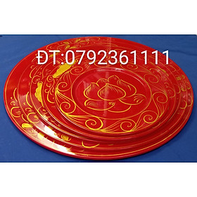 Mua Mâm gỗ sơn mài vẽ sen ĐK Mâm 25 30 35 40 45 50 55cm