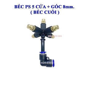 Bộ béc phun sương 5 cửa nhựa đồng kết nối ống 8mm