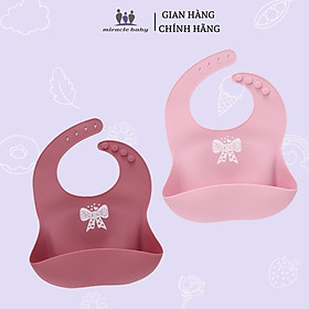 Yếm ăn dặm silicon Miraclebaby có máng cao cấp an toàn cho bé, hàng cao cấp cực kỳ mềm và dày dặn(2 yếm )