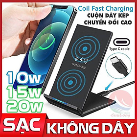 Mua Đế Sạc Nhanh Không Dây 20/15/10W Làm Giá Đỡ Đèn Led Báo Đầy sạc ko dây 2 cuộn dây chuyển đổi cao