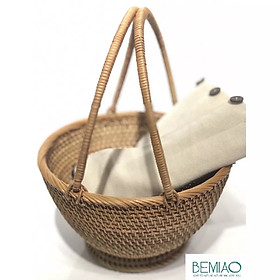 Mua Rổ mây  giỏ mây tre đan có quai xách đi picnic đựng đồ ăn  hoa quả thân thiện môi trường Decor trang trí nhà Bemiao Shop