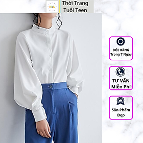 Áo sơ mi nữ tay dài công sở form rộng phong cách đẹp sang trọng trẻ trung vải lụa mềm mịn-MNV01