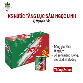 Nước Tăng Lực K5 Sâm Ngọc Linh Thùng 24 Lon Vị Nguyên Bản 250ml Lon