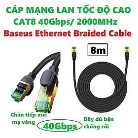 Mua Cáp mạng LAN CAT8 dây dù bện kết nối internet tốc độ cao 40Gbps 2000Hz Baseus Ethernet Braided Cable _ hàng chính hãng