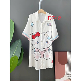 Đầm Ngủ Sơmi Lụa Quảng Châu Cao Cấp Kitty Dễ Thương