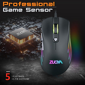 RGB Gaming Mouse Wired, USB Computer Gaming Mice with RGB Lighting/5 DPI Levels/7 Buttons, RGB Gamer Desktop Laptop PC Gaming Mouse for Windows