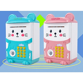 Két sắt mini có chế độ vân tay hình mèo dễ thương (cho bé tiết kiệm bảo quản tiền của bé)-giao màu ngẫu nhiên-kèm tặng giá đỡ điện thoại lúc sạc
