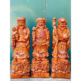Bộ tượng phật tam đa phúc lộc thọ bằng gỗ hương đá kt cao 60×18×15cm