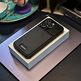 Ốp Lưng da đẳng cấp cho IPhone 15 / 14 Pro Max hiệu NJOYNY Phone, ngăn đựng nước hoa , sạc không dây - Hàng chính hãng