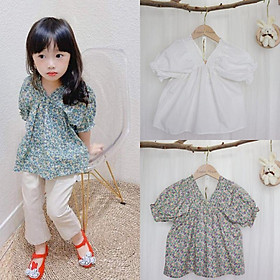 Áo cổ V tay phồng phong cách Hàn Quốc cho bé gái - Lagim House