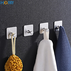 Mua Combo 4 móc treo quần áo phòng tắm dán tường gạch men siêu dính - HOBBY V28-4 có sẵn keo dán siêu dính