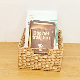 Giỏ đựng đồ, sách báo bằng bèo tây , hình chữ nhật, decor trang trí nội thấy phong cách Hàn