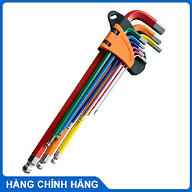 Bộ lục giác 9 chi tiết nhiều màu thép Crv chống mài mòn thiết kế thông minh thuận tiện cho xưởng sửa chữa thợ chuyên nghiệp
