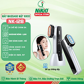 Máy Massage Mặt Và Nâng Cơ Mặt Nikio NK-128 - Công Nghệ Điện Di RF và EMS, Photon Xanh và Đỏ Chườm Nóng Và Lạnh - Hỗ Trợ Đẩy Tinh Chất, Giảm Nếp Nhăn, Tăng Sinh Collagen, Trẻ Hóa Da