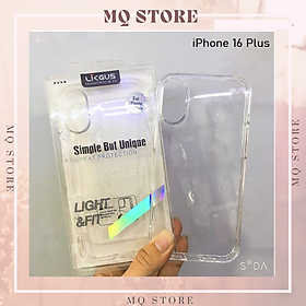 Ốp lưng cho iPhone 16 , 16 Plus , 16 Pro , 16 Pro Max Likgus Crystal túi khí chống sốc, chống ố màu ( hàng chính hãng)