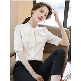 Áo sơ mi công sở thắt nơ cao cấp  L15-221