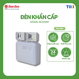 Đèn LED Khẩn cấp, tích điện, chiếu sáng khi mất điện Rạng Đông chính hãng 8W Model: KC03 8W
