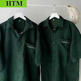 Áo Sơ Mi Nam Nữ Chuẩn Chất Form Rộng Phối Dáng Phong Cách Cá Tính Trẻ Trung Năng Động Hàng Hot Trend HTM FASHION - xanh