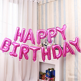 Bộ 13 bong bóng chữ HAPPY BIRTHDAY nhôm kiếng bạc nhiều màu - Hồng đậm