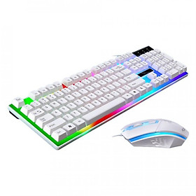 Bộ Bàn Phím Giả Cơ và Chuột Chuyên Game G21 Led 7 Màu - Màu trắng