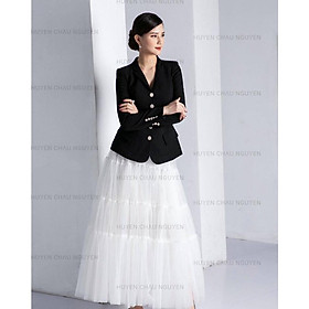 Áo Elysees Vest Chất Cotton Twill Màu Đen Áo vest công sở cao cấp HUYEN CHAU NGUYEN C0WAV005DE