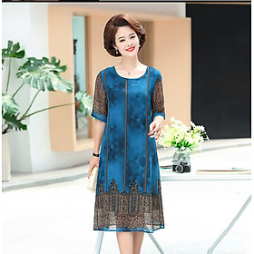 Đầm voan hoa mềm mát cho mẹ vh66 - hàng quảng châu cao cấp